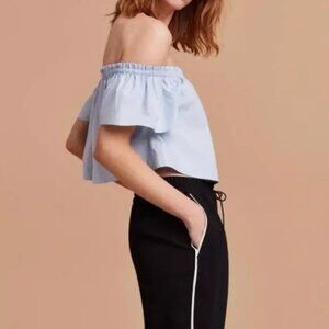 Aritzia Garance Off Shoulder Top in Light Blue